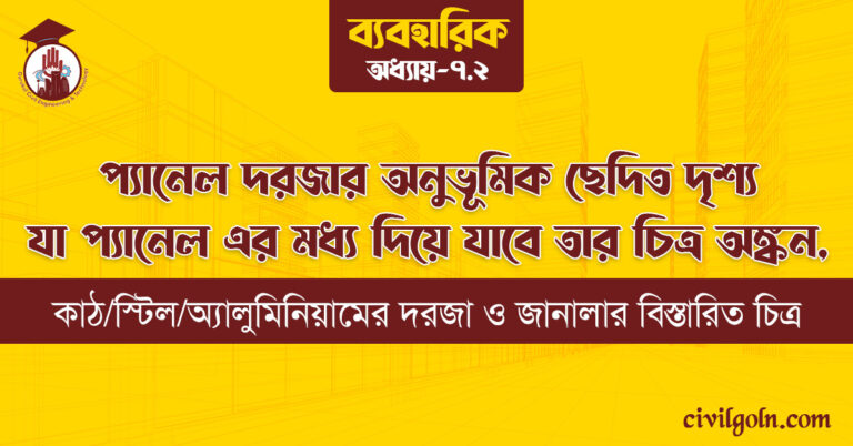 প্যানেল দরজার উলম্ব ছেদিত দৃশ্য যা প্যানেল এর মধ্য দিয়ে যাবে তার চিত্র অঙ্কন,