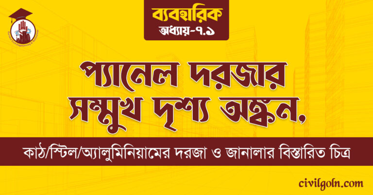 প্যানেল দরজার সম্মুখ দৃশ্য অঙ্কন,