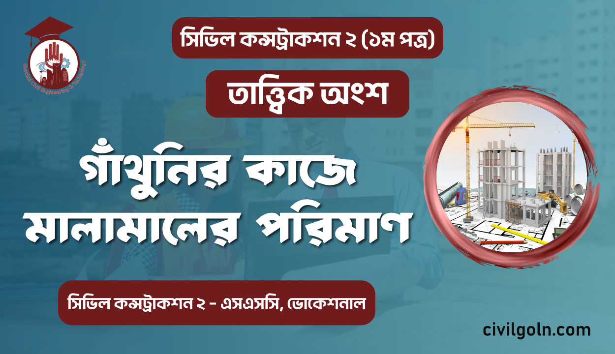 গাঁথুনির কাজে মালামালের পরিমাণ